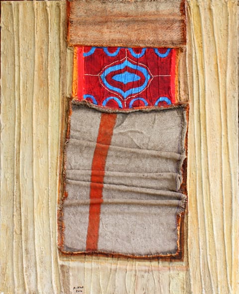עבד עאבדי - שטיח תפילה ושק יוטה, 2010