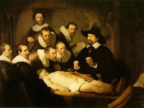 תמונה 3: Rembrandt, Anatomy Lesson of Dr. Nicolaes Tulp, 216.5x169.5 cm, oil on canvas, Mauritshuis Museum, The Hague, 1632