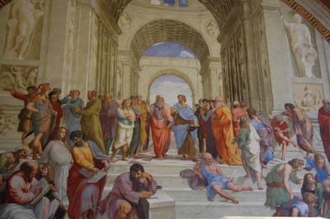 תמונה 5: Raphael, The School of Athens, 550x770 cm, Fresco, Stanza della segnatura, Vatican, Rome, 1511
