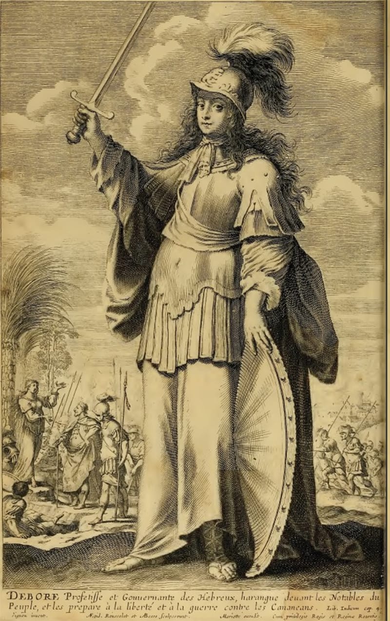 דבורה מתכוננת לקרב. תחריט. 1647