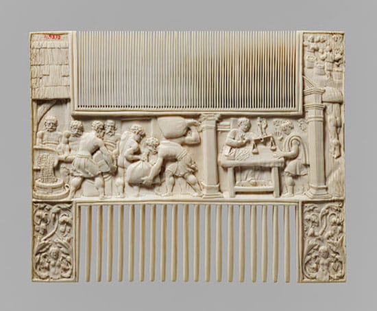 מסרק כפול: תמונות מסיפור יוסף, אמצע המאה ה-16. שנהב, ככל הנראה ממקור פלמי.