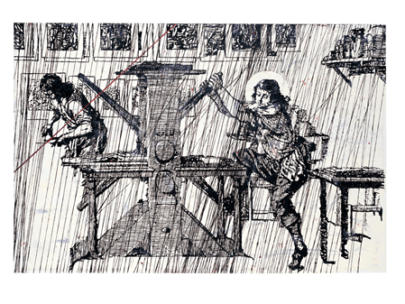 שרון פוליאקין - "גשם ורוח", שמן על בד, 200X300 ס"מ, 2008, אוסף אמון יריב